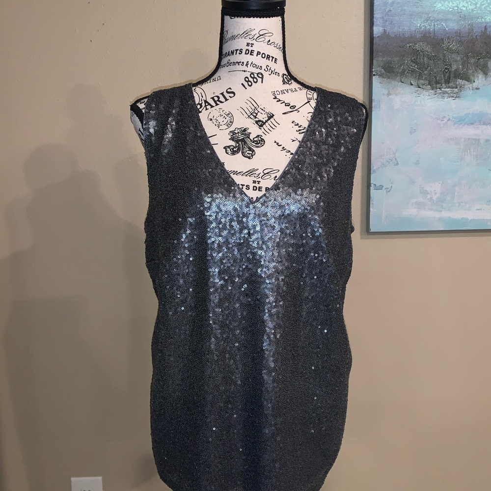 Lane Bryant Gray/Silver Sequined Tank NWT